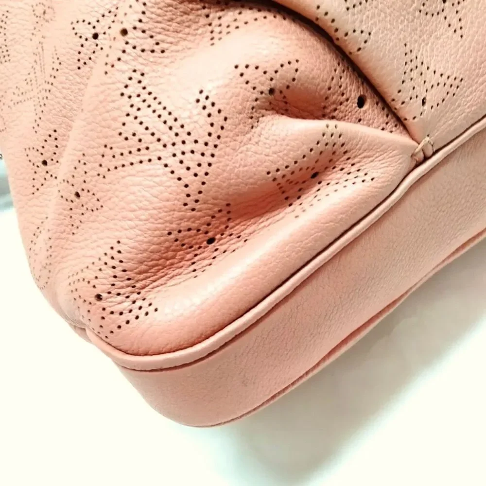 Auth Louis Vuitton Pink Monogram Empreinte LV Mahina Selene PM Tote